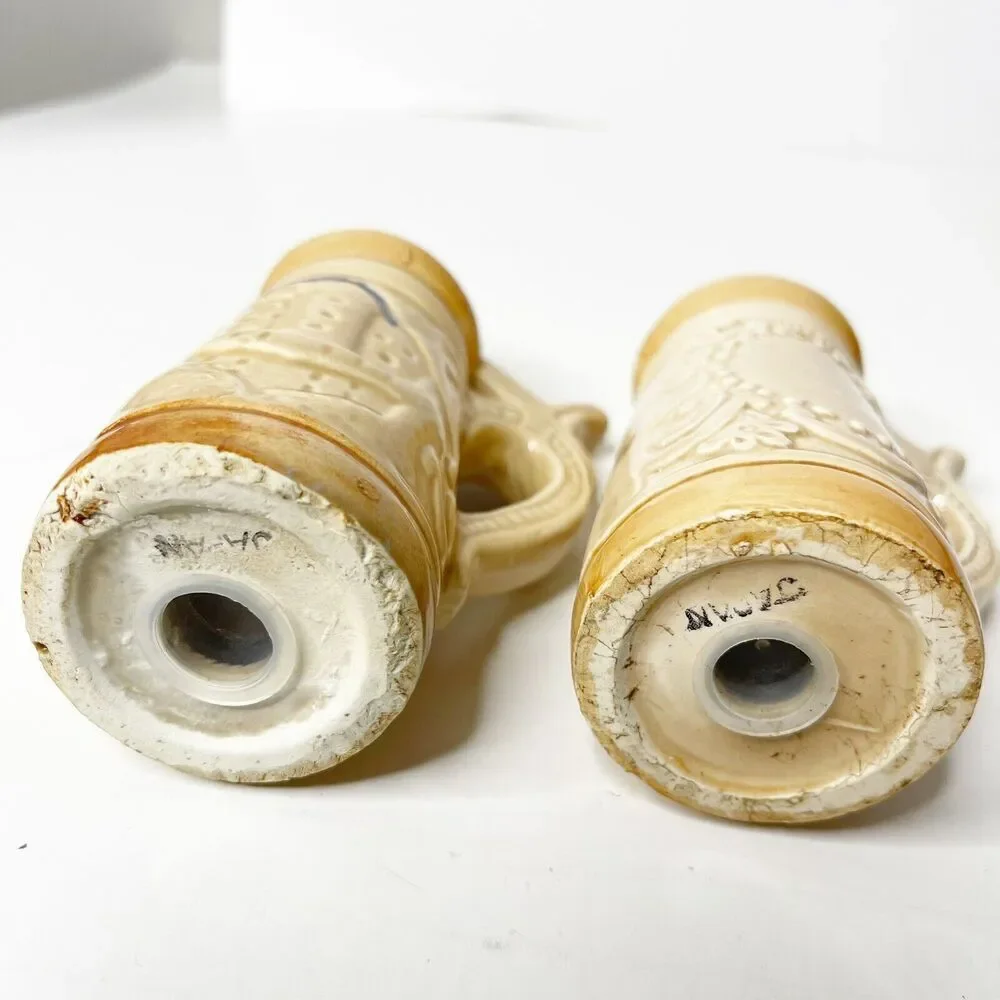 Vintage German Beer Stein Salt & Pepper Shakers Ceramic Oktoberfest Brewery
